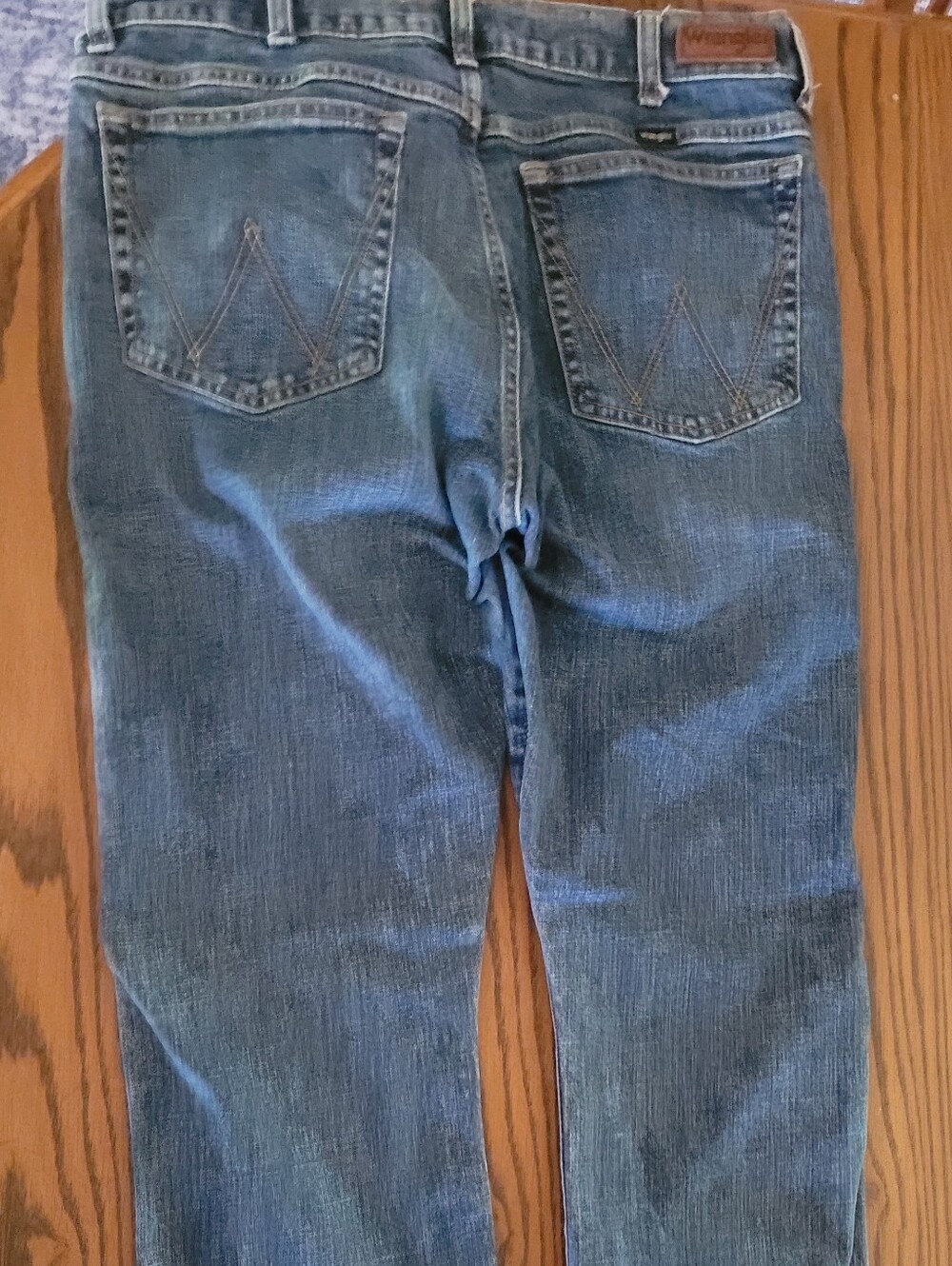Wrangler Men's Medium Blue Bootcut Jeans with Signature Back Pockets